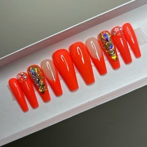 Long Coffin Set-Nails Press On, Handmade